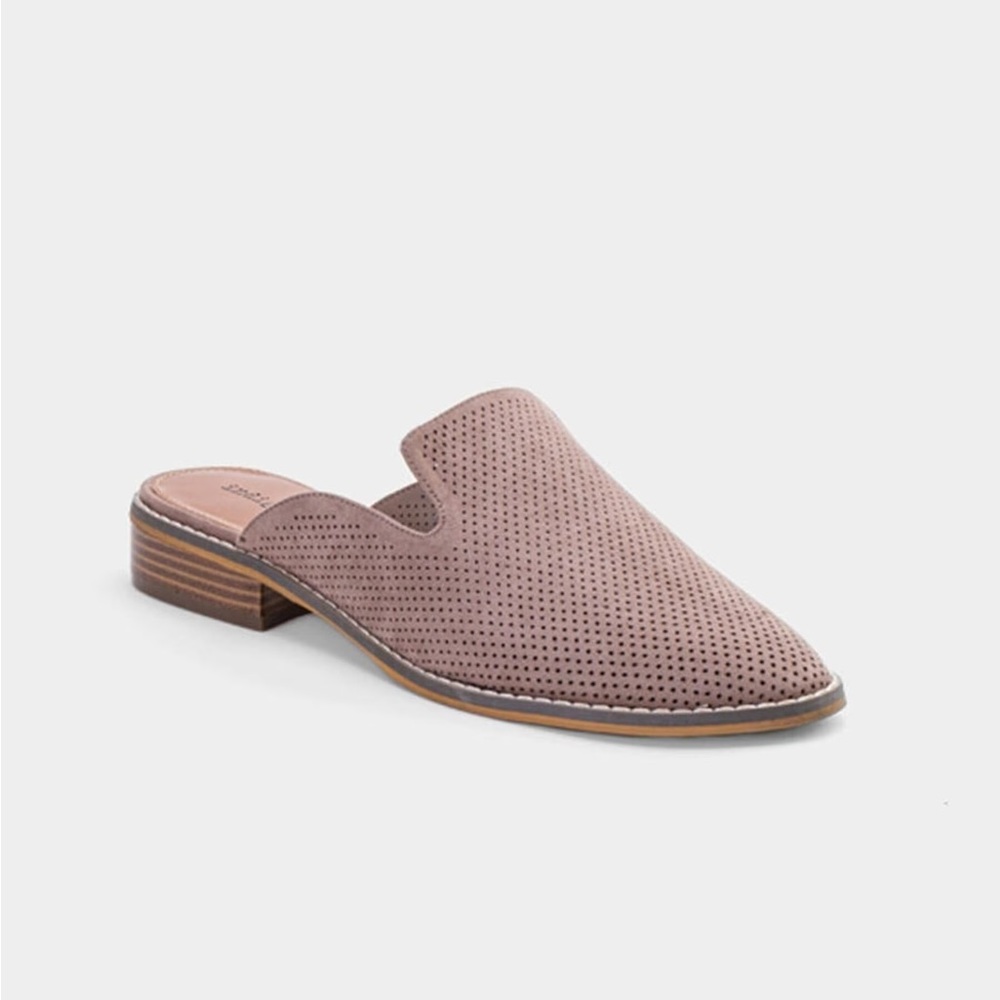 Indigo Rd Pink Leather Perforated Mules